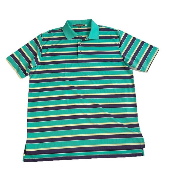 Peter Millar Summer Comfort Polo Shirt Mens XL Turquoise Striped Golf Preppy - Picture 1 of 8